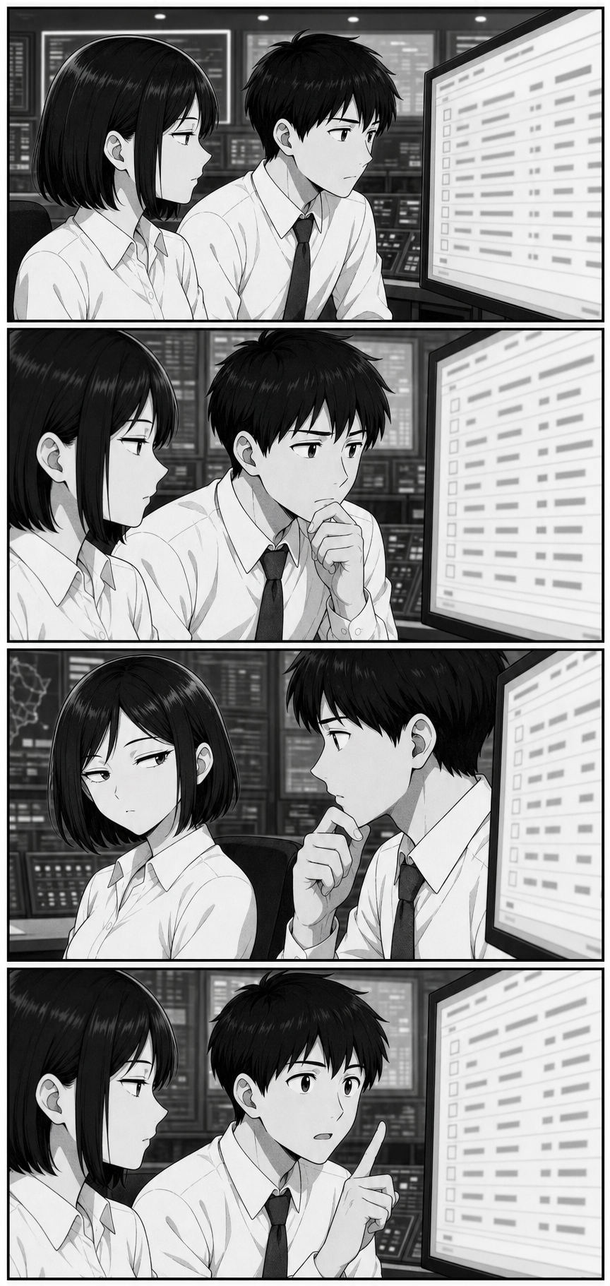 確認範囲を丁寧に聞き返す4コマ場面